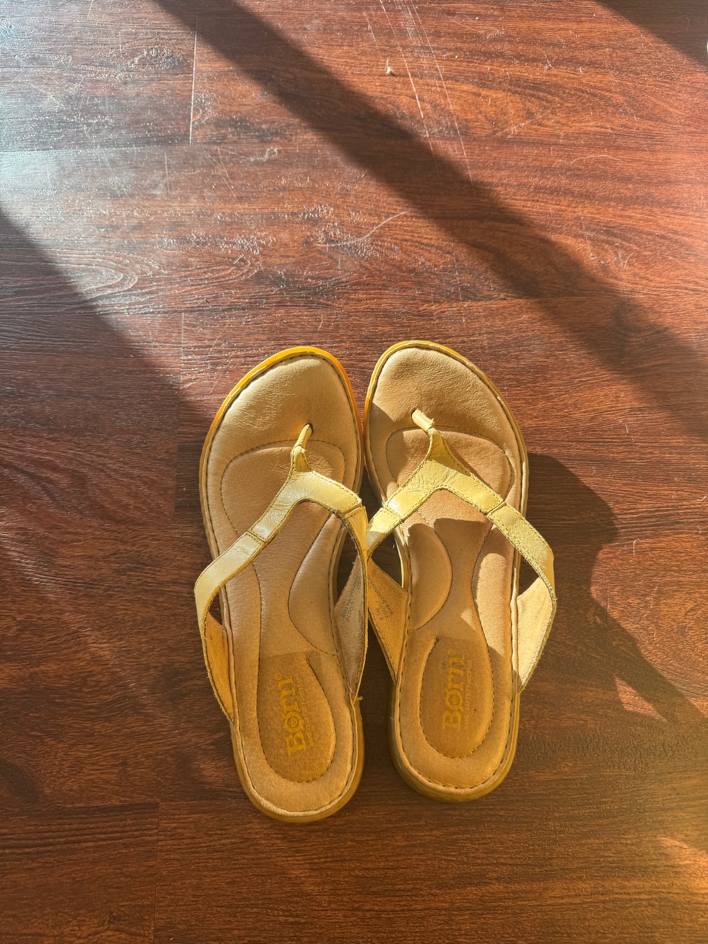 Born Yellow Leather Thong Sandals